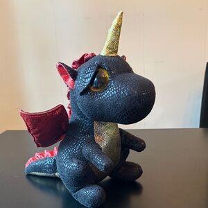 Plush Black Dragon Unicorn with Gold Horn - TY beanie Babies